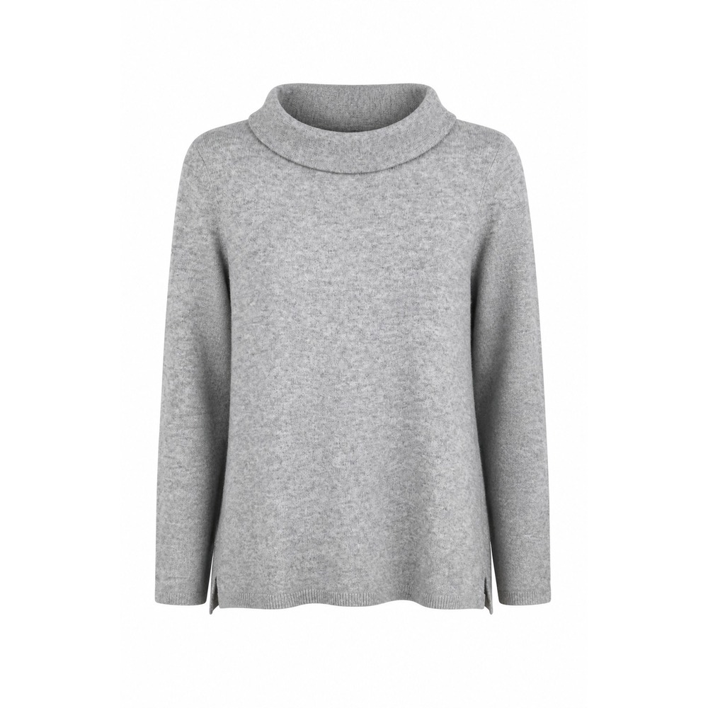 Talbots 100% Cashmere Sweater M Gray Funnel Cowl Neck Long Sleeve Quiet Luxury